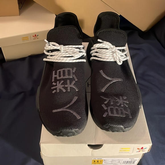 Adidas Hu NMD size 11.5 triple black, Pharrell, Gently used 9.5/10 - Picture 3 of 8